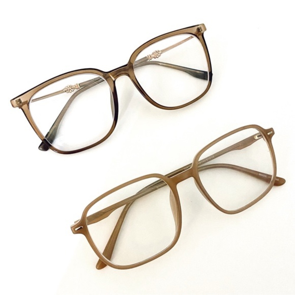 Bundle of 2 Retro Oversize Square Honey Amber Brown Acetate Glasses Zinff Firmoo